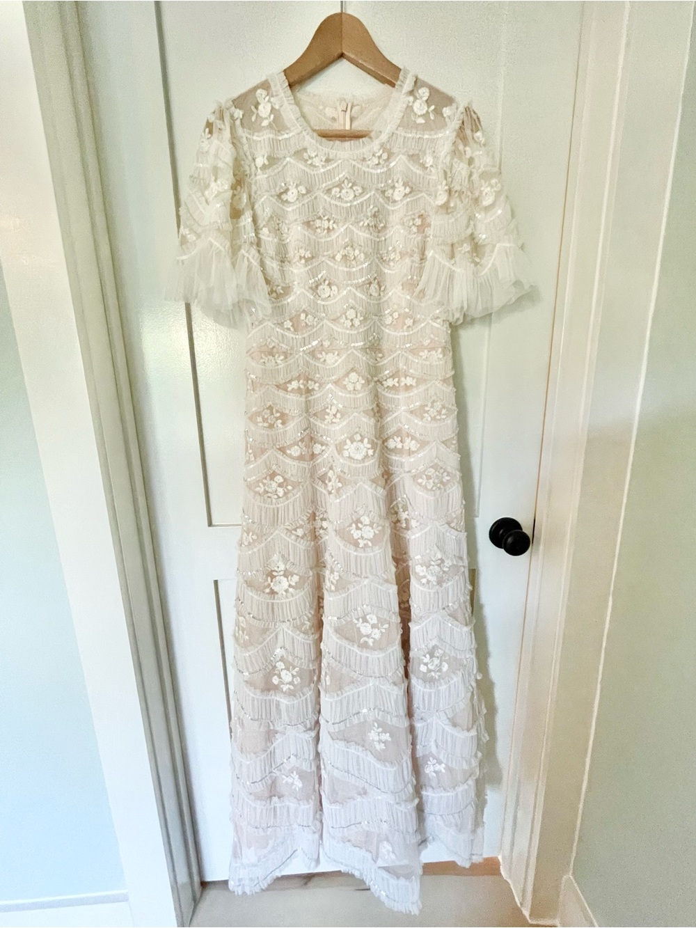 Needle & Thread Carmen Ruffle ankle 
Gown Champagne, size US 8 - Picture 2 of 8
